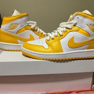 Nike Air Jordan Yellow and White Sneakers